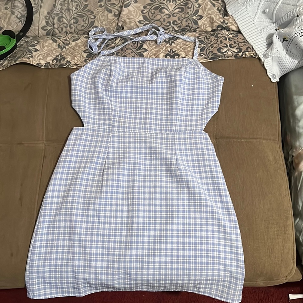 Blue Picnic Dress Open Back